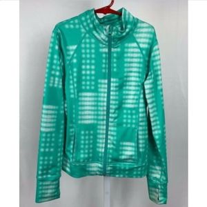 Zella Girl Track Jacket Full Zip M 8/10 Green/Wht